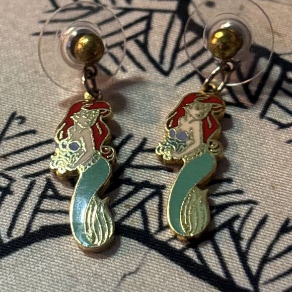 Vintage Disney Little Mermaid Ariel Post Dangle Earrings - Picture 6 of 7